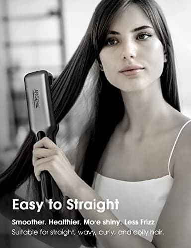 ANGENIL Tourmaline Ceramic Flat Iron Hair Straightener 1.6 inch Wide, Straightening and Curling Iron 2 in 1, Dual Voltage Hair Curler for Womens Smoother &Thick Hair, 30S Fast Heating, LCD Display - Image 3