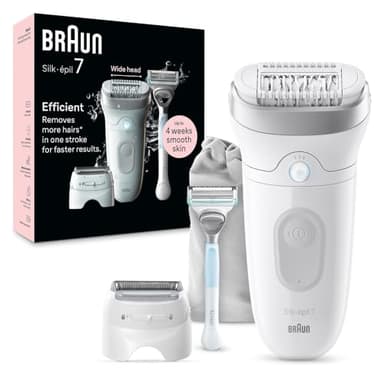 Braun Silk-épil 7 Epilator, Wet and Dry, Wide Head, Includes Venus Intimate Razor, Shaver Head and Trimmer Comb, SE7-141 - Image 1