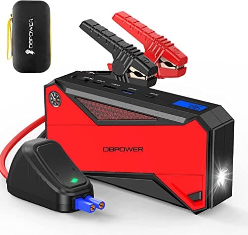 DBPOWER Peak 1600A 18000mAh Portable Car Jump Starter(up to 7.2 Gas, 5.5L Diesel Engines) Battery Booster with Smart Charging Port, LCD Display, Intelligent Jumper Clamps, Compass and LED Light - Image 1