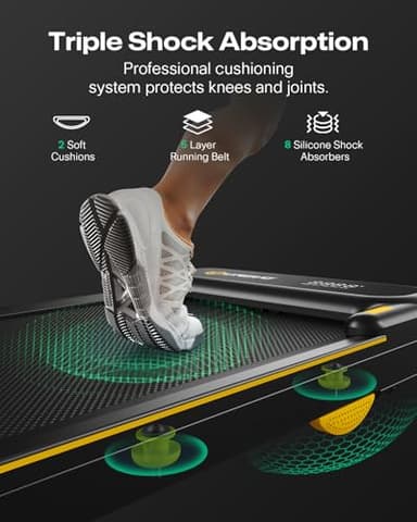 UREVO Smart 2-in-1 Folding Treadmill, Compact Walking Pad with Safety Handle, Plug and Play, Dual LED Display, Workout APP, Walking or Running for Home Office, Remote Included - Image 6