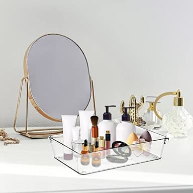 Ravinte 6 Pack Drawer Organizer - 6" X 9" Plastic Storage Bins, Acrylic Organizers with Non-Slip Pads Clear Desk Storage Tray for Makeup, Jewelries, Kitchen Utensils, Bathroom and Office - Image 2