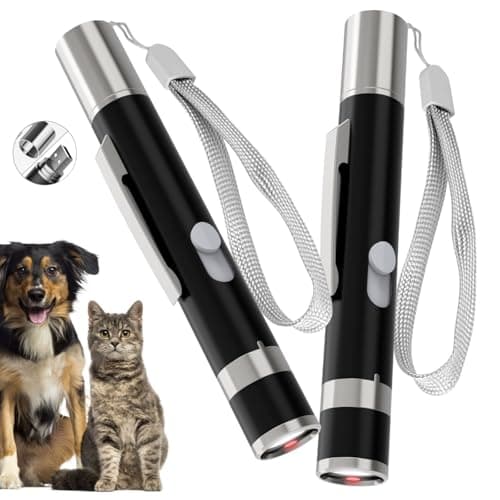 Waputne Cat Toy Pointer, 2 Pieces, USB Rechargeable with 7 Adjustable Patterns, Interactive Chase Toys for Indoor Cats & Dogs, Training & Exercise Fun (Black) - Image 1