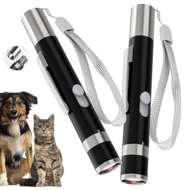 Waputne Cat Toy Pointer, 2 Pieces, USB Rechargeable with 7 Adjustable Patterns, Interactive Chase Toys for Indoor Cats & Dogs, Training & Exercise Fun (Black) - Image 1