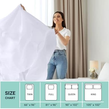 ZPECC White Bulk Flat Sheets Only Queen Size 8 Pack, Easy Sort Top Bed Sheet by Color-Coded Hem Threads, Soft Durable Brushed Microfiber Fabric Hotel Airb&bs Essentials for Hosts, 90"x102" - Image 5