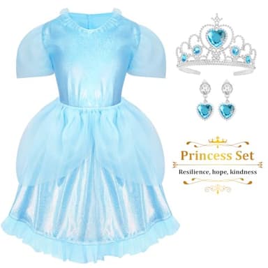LIMIROLER 18 Pcs Princess Dress Up Clothes for Little Girl Role Play Costume Gift Set, Princess Dress Up Toys for Toddler Girls, Birthday Christmas Party Gifts for Girls Aged 3-6 Years Old - Image 9