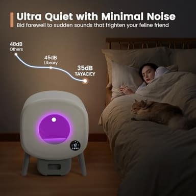 TAYACICY Self Cleaning Litter Box,Large Capacity Automatic Cat Litter Box Self Cleaning for Multiple Cats with App Control and Safety Protection,2 Roll Litter Bags,White - Image 6