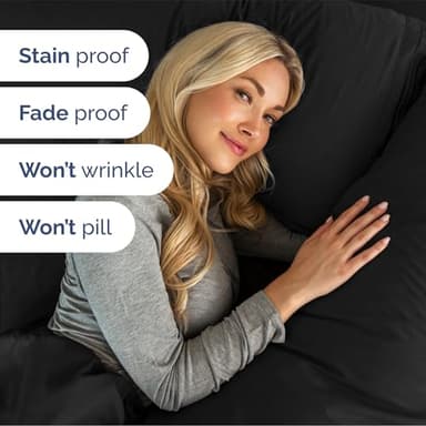 Extra Deep Queen Sheet Set - 6 Piece Breathable & Cooling Sheets - Hotel Luxury Bedding Set w/18-24 Inch Extra Deep Pockets - Easy & Secure Fit - Super Soft, Wrinkle Free & Comfy - Black, Queen Size - Image 4