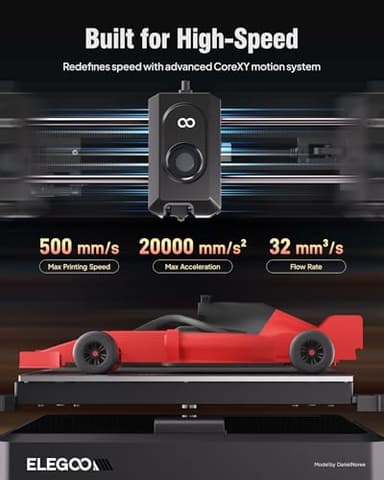 ELEGOO Centauri Carbon 3D Printer, CoreXY 500mm/s High Speed Printing with Auto Calibration, 320°C Nozzle and Built-in Camera, Ready to Print Out of The Box, 256x256x256mm Printing Size - Image 3