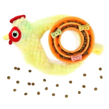 CHIWAVA 2-in-1 Dog Interactive Squeaky Plush Toy Chicken with Slow Feeder Bowl for Small Medium Dogs 9.8 Inch - Image 3