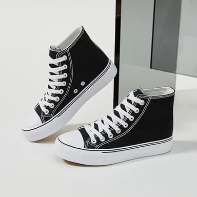 Iarus High Top Sneakers for Women White Canvas Comfortable Shoes for Women Walking Casual Sneakers Tennis Shoes(balck09) - Image 4