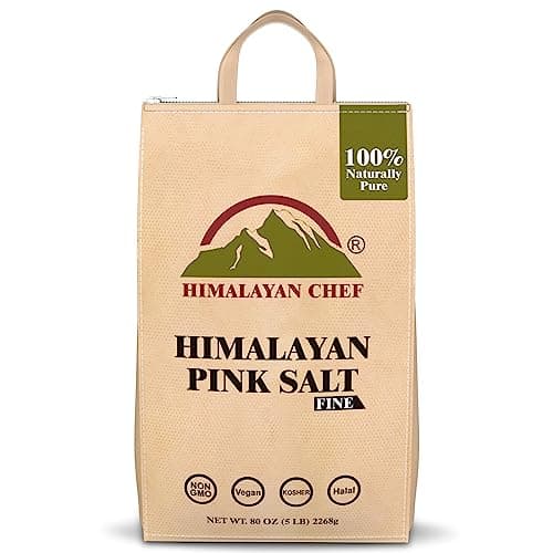 Himalayan Chef Pink Himalayan Salt, 5 lbs Bag, Fine Grain, Unrefined and Unprocessed Natural Rock Salt, Vegan & Kosher Certified, Non-GMO, Cruelty-free - Image 1