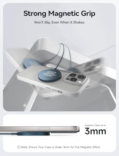 JSAUX Charger for iPhone 17 Magsafe Wireless Charging, Compatible with iPhone 17 Air Pro Max/16/15/14/13/12 Series, Magnetic Mag Safe Charging Pad, Aluminum Alloy, USB & USB C Dual Ports - Blue - Image 4