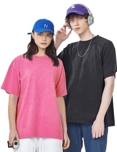 Arssm 3 Pack Men Oversized T Shirts Vintage Tee Loose Fit Short Sleeve Casual Streetwear Baggy Washed Unisex Tops(BlackBeigePink-XXL) - Image 3