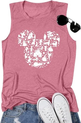 Magic Castle Tank Top Women Magic Kingdom Castle Shirt Girls Trip Graphic Tees Vacation Birthday Sleeveless Tops-S (Red) - Image 1