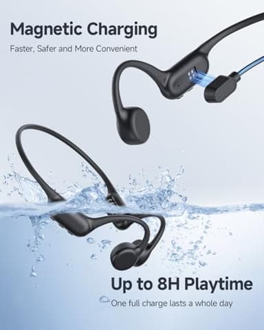 PSIER Bone Conduction Headphones IPX8 Waterproof Swimming Headphones Open Ear Headphones with MP3 Mode 32GB Memory Up to 8 Hours Playtime Bluetooth 5.4 Ear Buds Secure Fit for Running and Fitness - Image 5