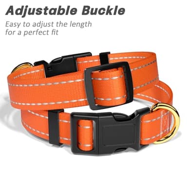 TMOODEL Reflective Dog Collar for Large Dogs, Cute Adjustable Heavy-Duty Nylon Puppy Collars for Boy and Girl Female, Soft Pet Accessories with Quick Release Buckle, Neck 16-24", Orange - Image 6
