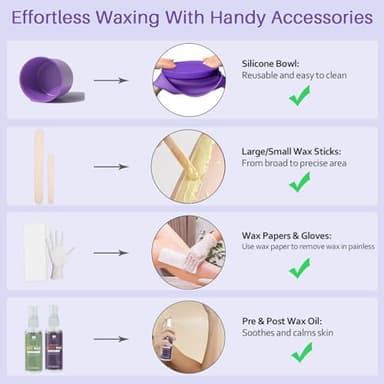 BLITZWAX Brazilian and Bikini Waxing Kit for Women, Hard Wax Warmer for Face, Legs and Body, At Home Hair Removal Kit, Beginner Friendly, Digital Fast Heating, 51 Wax Items - Image 7