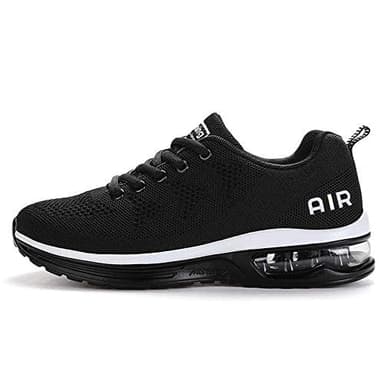QAUPPE Womens Fashion Lightweight Sports Walking Sneakers Breathable Gym Jogging Running Tennis Shoes (Black US 8 B(M) - Image 1