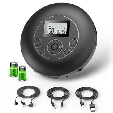 Desobry Portable CD Player with 5EQ Mode Personal Players with Headphones LCD Display Anti-Skip Protection Playback Memory CD Player for Car Compact Player Music Media - Image 1