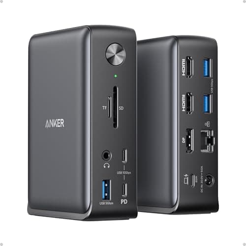 Anker Laptop Docking Station, 13-in-1 USB-C Docking Station, Triple Display with 2 x 4K HDMI and 1 x DP, 85W Charging for Laptop, 10 Gbps USB-C and 5 Gbps USB-A Data, Ethernet, Audio, SD - Image 1
