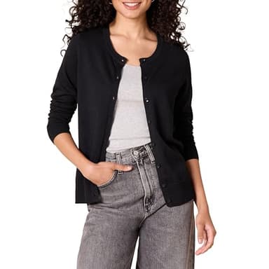 Amazon Essentials Women's Lightweight Crewneck Cardigan Sweater (Available in Plus Size), Black, X-Large - Image 1