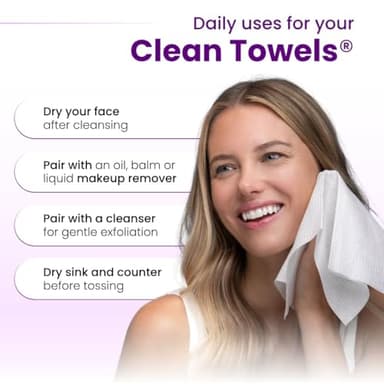 Clean Skin Club Healthy Aging Clean Towels® XL, Smooths Fine Lines Wrinkles & Texture in 6 weeks, Treated for Extra Softness, Disposable Face Towels, Anti Aging Makeup Remover Dry Wipe, 50 count - Image 9
