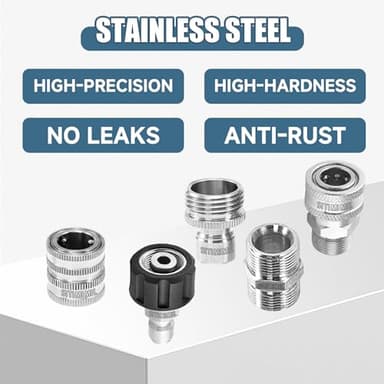 SITIMIMIL Pressure Washer Quick Connect Kit(9PCS),M22 14mm to 3/8" Quick Disconnect,3/4" to Quick Release Pressure Washer Accessories,Stainless Steel Adapter Set for Power Washer - Image 2