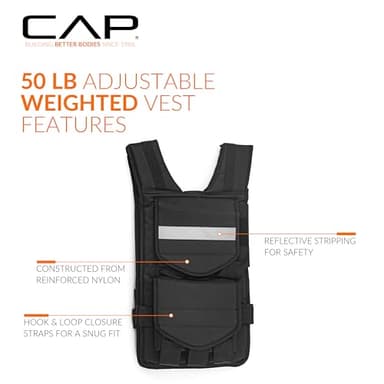 CAP Barbell Adjustable Weighted Vest, 50 lb, Black - Image 4