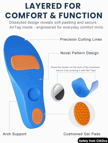 CiikDux AirTag Tracker Shoe Insole for Kids - Hidden AirTag Holder Shoe Inserts, Cut-to-Fit Comfortable Insoles for Sneakers & Everyday Shoes (Blue, 175-190mm Kid 11.5-Kid 13) - Image 5