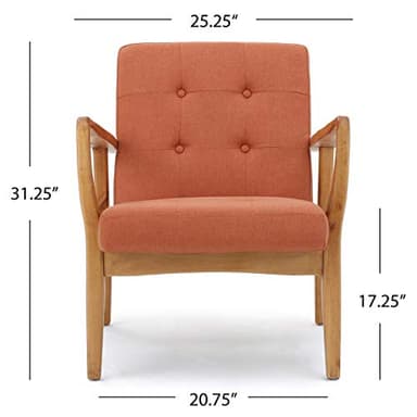 Christopher Knight Home Brayden Fabric Club Chair, Orange 28.25D x 25.25W x 31.25H in - Image 3