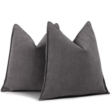 ZWJD Rustic Gray Pillow Covers 24x24 Set of 2 Chenille Throw Pillow Covers with Elegant Design Soft and Luxurious Decorative Throw Pillows for Couch, Bed, and Home Decor - Image 1