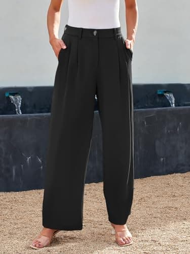 LILLUSORY Wide Leg Dress Work Pants Womens Palazzo Flowy 2025 Fall Spring High Waisted Professional Business Office Interview Travel Outfits Bottom Wear Trousers Dressy Slacks Black - Image 4