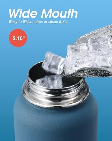 Water Bottle 40 oz Insulated with Straw, Coolflask Stainless Steel Metal 3 Lids Water Flask for Sports or Office, Keep Cold 48H Hot 24H, Samurai Cyan - Image 5