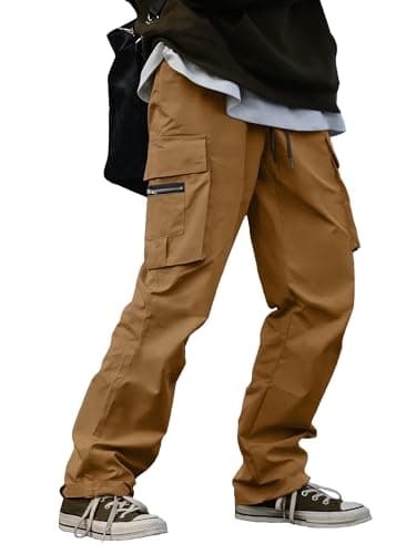 HOTake Men's Casual Cargo Joggers Sweatpants - Brown, X-Large - Image 1