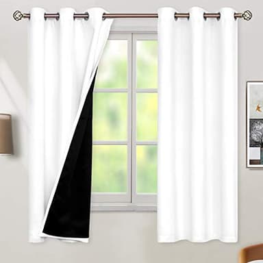 BGment White Blackout Curtains 63 Inch Long - Black Out Curtains for Bedroom Thermal Insulated Grommet Total Room Darkening Window Drapes for Summer Heat Blocking, 2 Panels, 42 x 63 Inch - Image 1