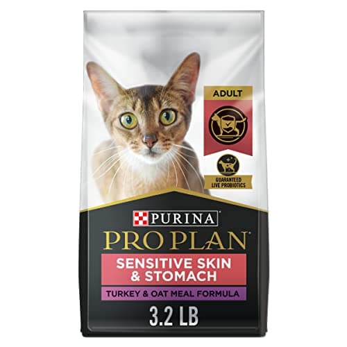 Purina Pro Plan With Probiotics, Sensitive Skin & Stomach, Natural Dry Cat Food, Turkey & Oat Meal Formula - 3.2 lb. Bag - Image 1
