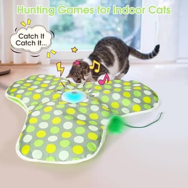 Interactive Cat Toys for Indoor Cats & Kittens - Automatic Hide & Seek Toy with Feather Tail, Squeaky Mouse Sounds, Motion Activated, USB Rechargeable Boredom Relief & Self Play Enrichment Game - Image 3