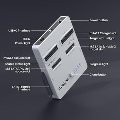 Coolpie CR311 3-in-1 SSD Cloner, USB3.2 Gen2*2 M.2 Reader, Supports M.2 NVMe/SATA, SATA 2.5''/3.5'' HDD - Image 8