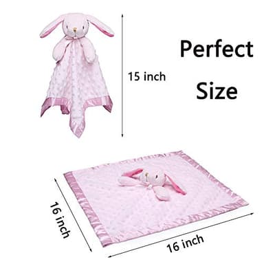 Pro Goleem Loveys for Babies Bunny Security Blanket Baby Girl Gifts Newborn Soft Pink Lovie for Infant and Toddler Snuggle Toy Stuffed Animal, Pink 16 Inch - Image 3