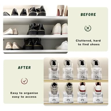 FENRUNXU Transparent Shoe Slots Organizer for Closet, 20 Pack Shoe Stacker Organizer for Closet Shoe Display Space Saver,Adjustable Shoe Rack Organizer Holder for High Heels,Sneakers(Transparent) - Image 6