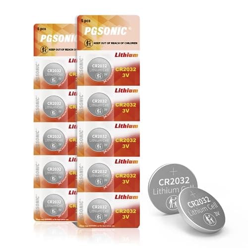 PGSONIC CR2032 3V Lithium Battery (10pcs), Compatible with AirTag, Key Fobs, Smart Sensors, Scales, Candles and More - Image 1