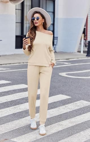 Ekouaer Women's Pajama Sets Casual 2Pcs Sleepwear Long Sleeve Pullover Tops Long Joggers Pants with Pockets - Image 6