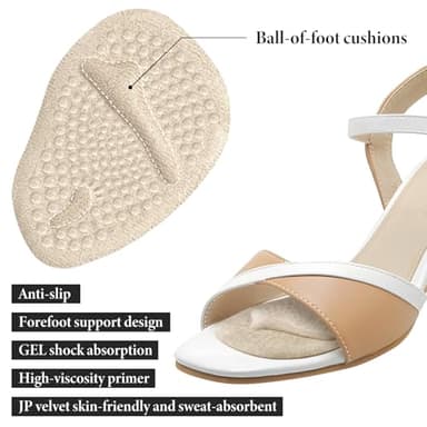 Heel Pads for Shoes, Ball of Foot Cushions Metatarsal Women, High Heel Inserts for Too Big Shoe, Arch Support Relieves Foot Pain, No Slip Insoles Inserts Comfort Pads for Women - Image 3