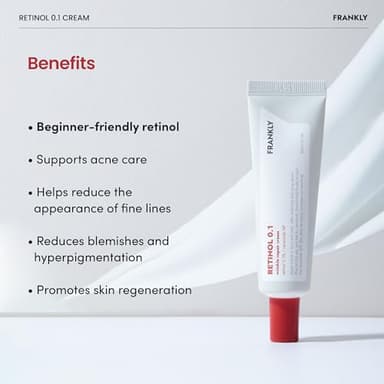 FRANKLY Retinol 0.1% Cream, 1.01 fl oz - Beginner Retinol | Night Cream | with Ceramides & Natural Ginseng | Anti-aging, Wrinkles Care, Reduces Congestion and hyperpigmentation | Korean Skin Care - Image 4
