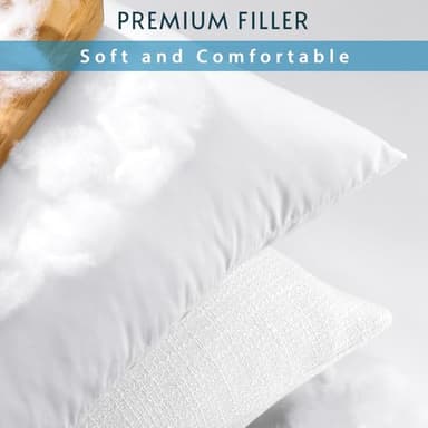 OTOSTAR Set of 2 Linen Throw Pillow Covers with Inserts Included Decorative Square Pillowcases with Inserts 20x20 Inch for Home Decor Sofa Bedroom Car 50 x 50 CM Pure White - Image 4