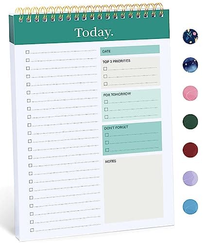 Taja To Do List Notebook Pad, Undated Daily Planner Perfect for Daily Tasks, Goal Setting, Work, Notepad Suitable for Office, Home & School, Greenery Sway, 52 Sheets - Image 1