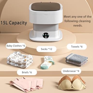 SAZCIS Portable Washing, 15 L 60W Portable Washer, 3 Modes Wash Machine for Underwear, Baby Clothes, Sock, Suitable for Apartments, Travel, Hotels, Camping and RV (Purple) - Image 6