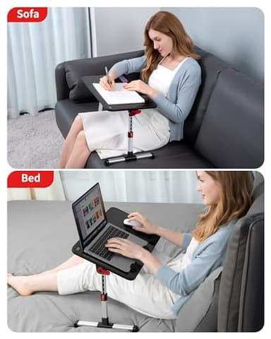 Laptop Desk Table, SAIJI Adjustable Laptop Stand, Portable Lap Desks with Foldable Legs, Notebook Standing Breakfast Tray Reading Desk for Sofa Couch Bed Floor (Black,Medium Size) - Image 6
