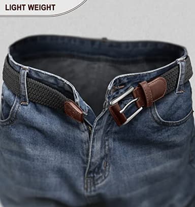 BULLIANT Belt for Men 2Pack,Mens Gift Stretch Braided Web Belt Elastic for Casual Golf Jeans,1 3/8"(Black/Deep Brown,52"-56" Waist Adjustable) - Image 7