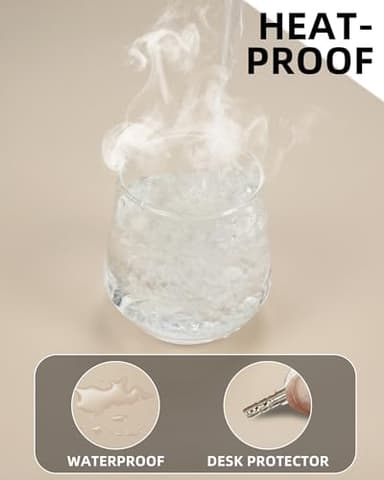 AFIING Leather Desk Pad Protector, Office Mat, Large Mouse Pad, Non-Slip PU Leather Blotter, Waterproof Writing Pad for Office and Home (Beige) - Image 4